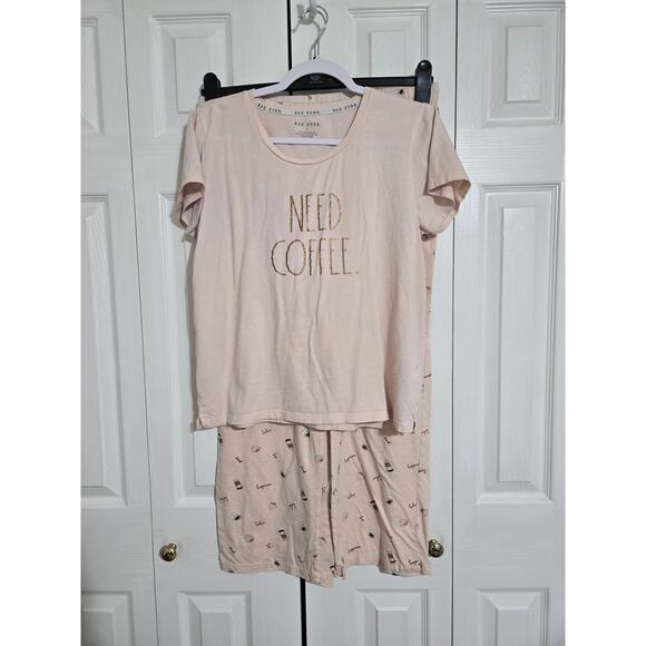 Rae Dunn large women's "need coffee" capri pajama set - Picture 1 of 12